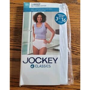 Jockey Womens Sz 6 2003 Classics Brief Cotton Panties Underwear White